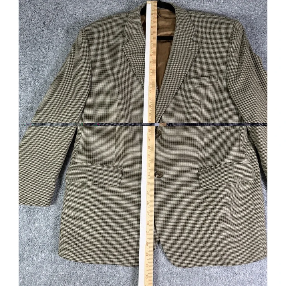 Lauren Ralph Lauren Mens Brown Houndstooth 100% Wool Sport Coat Blazer Size 44S